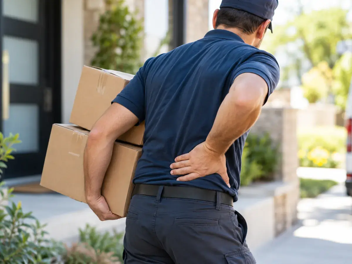 Injured federal postal worker carrying packages