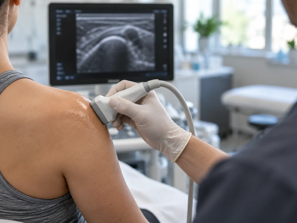 Ultrasound imaging used to evaluate a rotator cuff injury